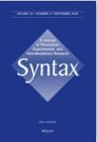 Syntax-A Journal of Theoretical Experimental and Interdisciplinary Research