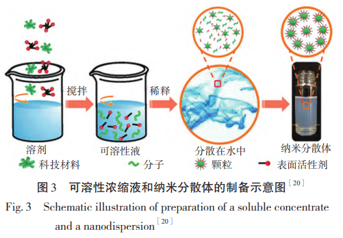 可溶性浓缩液和纳米分散体的制备示意图